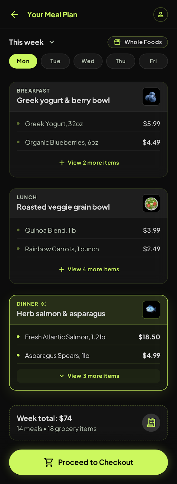 Your meal plan